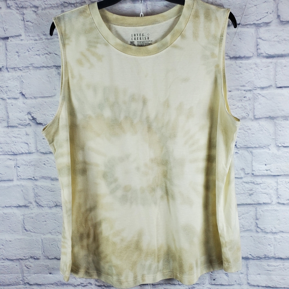 Love & Cherish Tie Dye Pullover Tank Top, XXL, Cream Multi